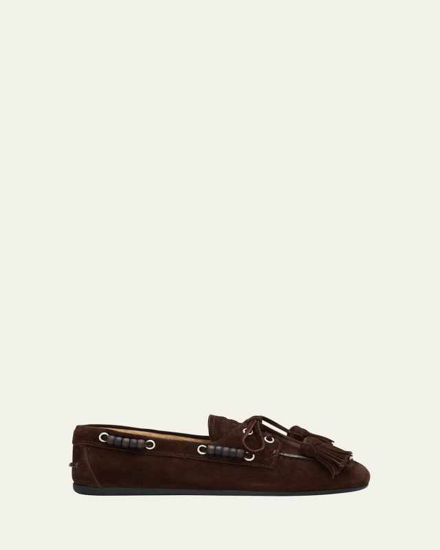 Suede Tassel Boat Loafers